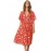 Red Boho Floral Knot Front Kimono Dress